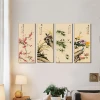 Unique Gift 4 Pcs Realistic Poster Art Calligraphy Canvas Painting Bamboo And Plum Art Oil Picture Home Decor Wall Paining Print