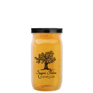 USA Made 27 oz Tritan Storage Mason Jar With Screw-On Lid - measurements on side of jar and comes with your logo