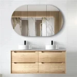 Vanity wooden panel bathroom cabinet with mirror high end knock down bathroom mirror cabinet with light