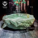 Villa high end home decor hand carved natural stone bathtub luxury green solid stone bathroom bath tub freestanding bathtub