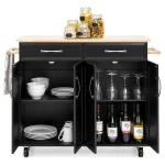 Vintage Modern Style Design Kitchen Furniture Cheap Price Luxury Solid Rubber Wood Top MDF Wooden Kitchen Storage Cabinet