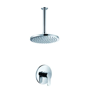 Wall Mount Bath Faucet Shower Set With 8 Inch Round Rain Overhead Shower