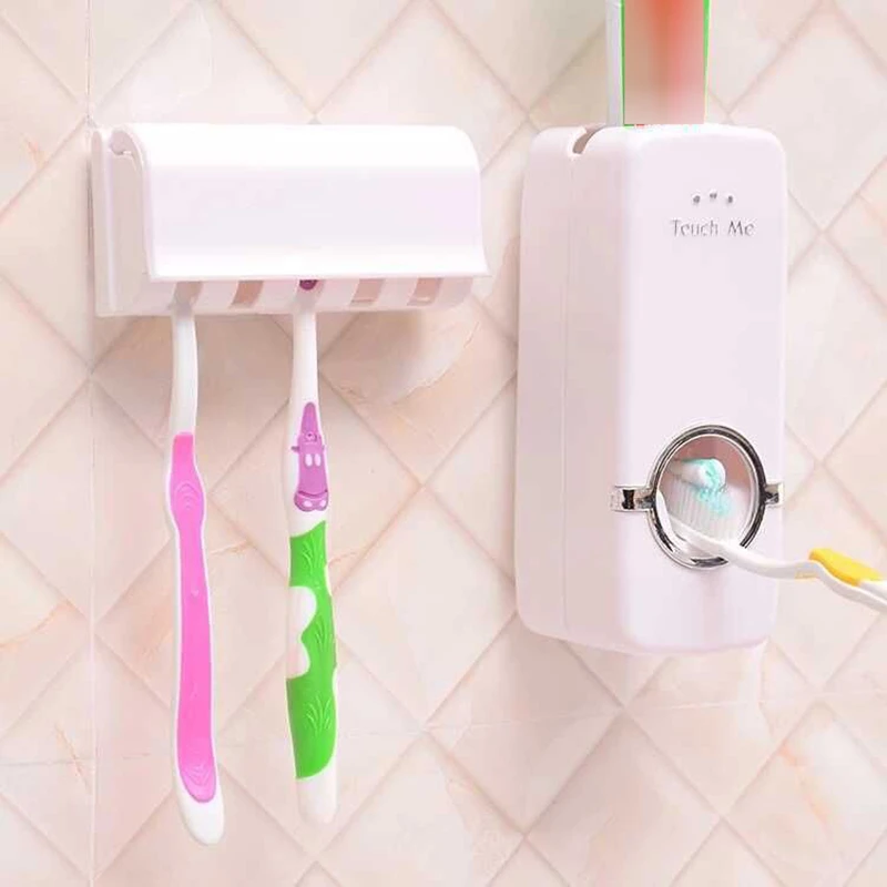 Wall mounted automatic toothpaste dispenser toothbrush holder set lazy practical creative life small supplies