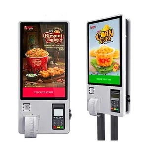 Wall mounted floor stand self service restaurant ordering self payment waterproof outdoor kiosk for fast food