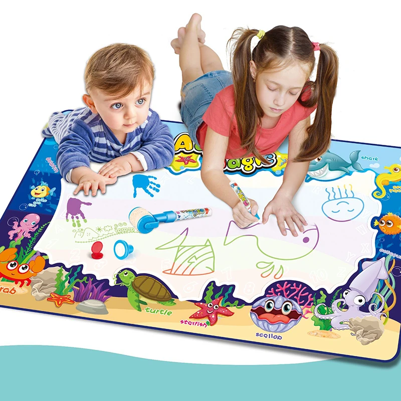 Water Drawing Board Mat Painting with Water Doodle Pen Non-toxic Coloring Drawing aqua paint magic water doodle mat  for Kids