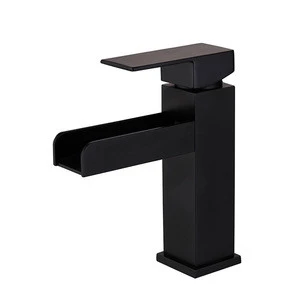 Watermark single handle matt black sink water taps waterfall bathroom brass faucet