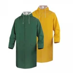 waterproof high quality long polyester yellow PVC raincoat