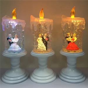 Wedding Decoration White Base Water custom led Candle with dancing lover character
