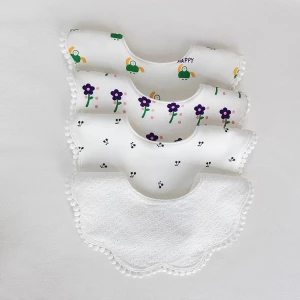 Wholesale 100% Cotton Waterproof Super Soft Feeding Drool Baby Bibs