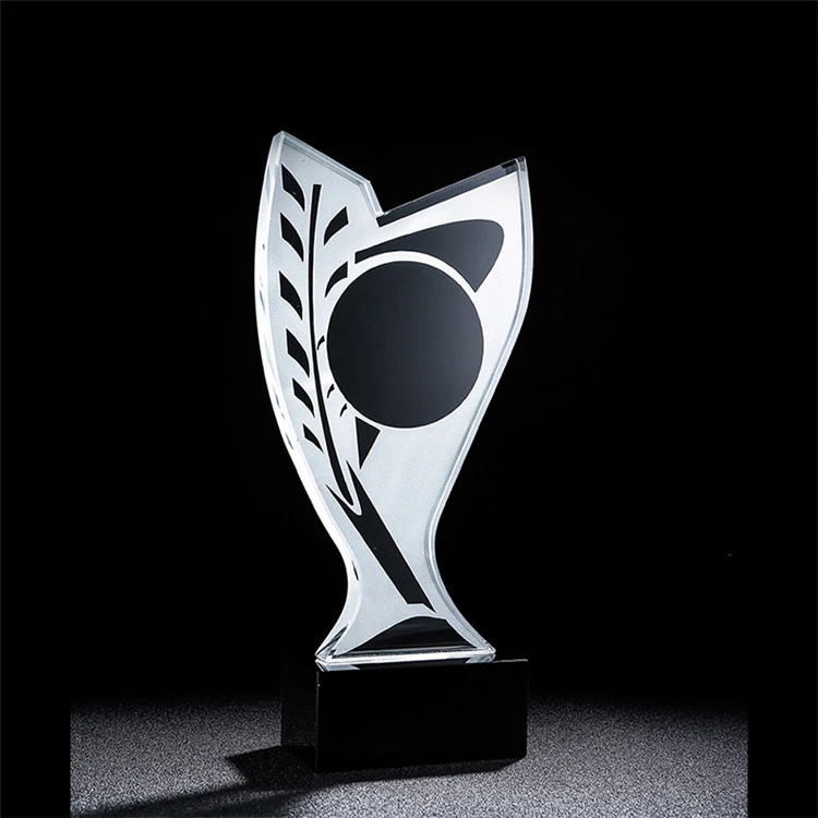 Wholesale Art blank glass crystal trophy&amp;awards plaque with black crystal base