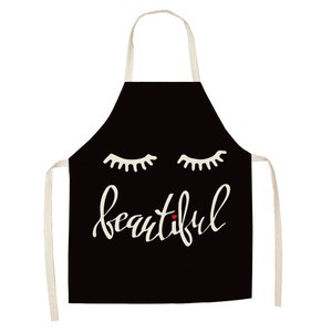 Wholesale beautiful lashes pattern customized logo printing kitchen sleeveless apron
