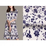 Wholesale China supplier 100% rayon crinkle indigo print fabric for dress