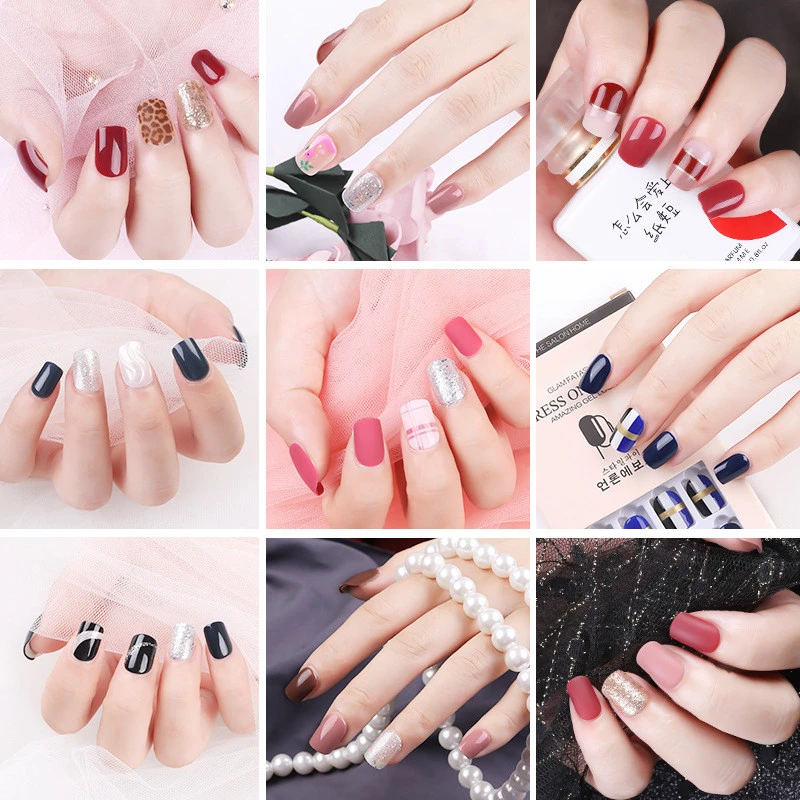 French Gold Coffee Coffin Fall Acrylic Nails Square Full Cover Press On Nail  Tips For Girls Wholesale From Heijue03, $4.68 | DHgate.Com