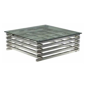Wholesale high quality modern stainless steel frame metal glass dining table
