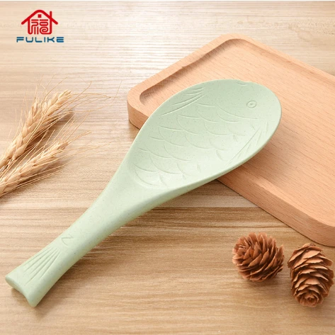 Wholesale Large Plastic Spoon Kitchen Food Grade Plastic Rice Cooker Serving Spoon Kitchenware Wheat Straw Spoon