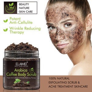 Wholesale Private Label Body Scrub Exfoliating Anti Cellulite and Stretch Mark Organic Arabica Coffee Scrub With Coconut