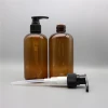 Wholesale shampoo lotion pet dispensing 250ml amber plastic bottle with pump lid