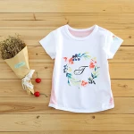 wholesale summer cartoon short sleeved pure cotton flower printing girls kids t shirts