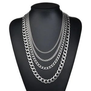 Wholesale Titanium Steel Jewelry Stainless Steel Color-preserving Hip Hop Necklace Men&#x27;s Simple Necklace
