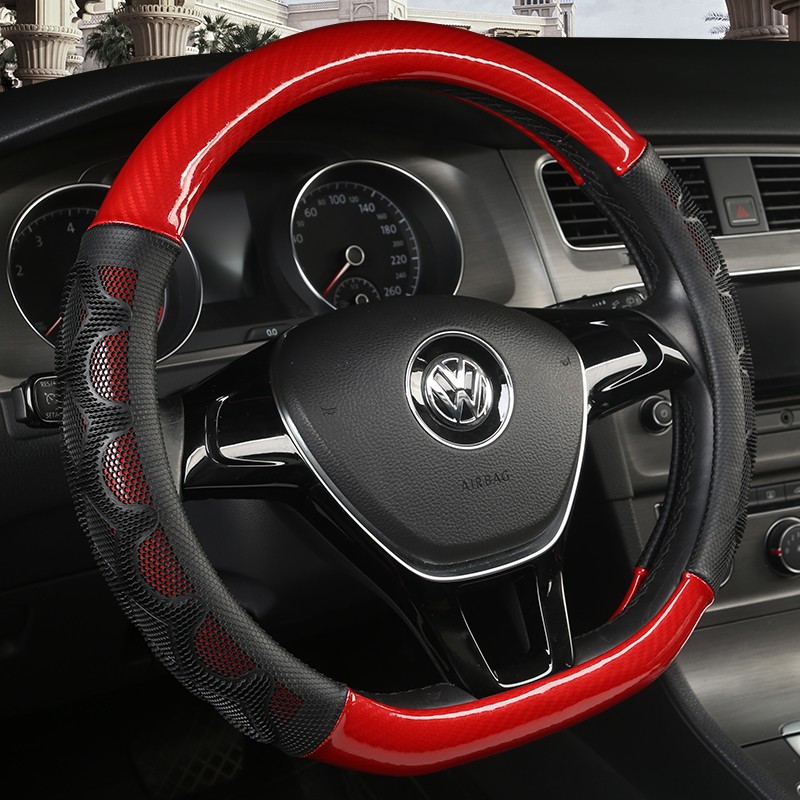 Wholesale Universal size D Style 38cm Silica Carbon Fiber Black Car Steering Wheel Cover