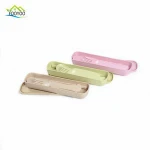 Wholesale Wheat Straw Kids 3PCS Travel Flatware Sets Biodegradable Children Spoon&Fork&Chopsticks Sets