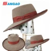 wholesale wide brim black with red band fedora hat for men or women
