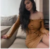 Winter Women Knitted Dresses Autumn Sexy Bodycon Off Shoulder Long Sleeve Party Club Mini Dress For Women Female Vestido