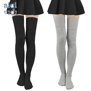 Women Cotton Foot Tube Sexy Dress Knitted Knee High Socks With Compression