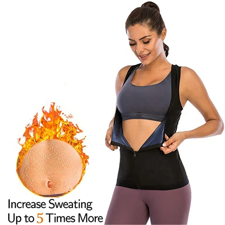 Women Front Zip Sweat Suit Body Shaper Slimming vest Loss Weight Polymer Sauna Sweat Shaper