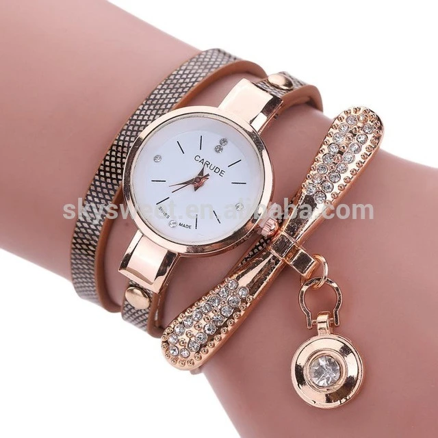 Women Watches Fashion Casual Bracelet Watch Women Leather Rhinestone Analog Quartz Watch