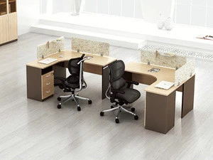 Wooden staff workstation desk office furniture 4 person office desk