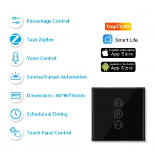 ZigBee 3.0 Tuya Smart Life Black EU Curtain remote control by Tuya Smart live, Roller Shutter Electric Switch For automation