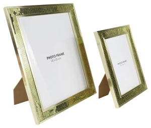 Golden crystal  with white MDF border Home Decor Photo Frame for living room and bedroom