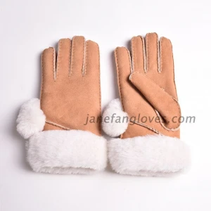 Ladies genuine sheepskin hand stitched sheepskin glove﻿
