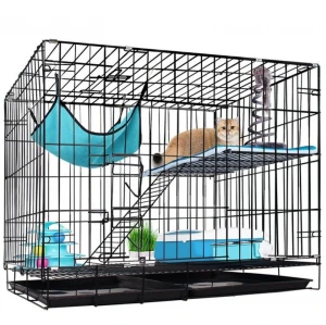 Cat cage double-layer bold folding cat cage with climbing ladder wire cage pet cage cat house