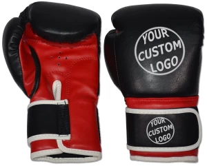 Custom Design of Gym Boxing Training Leather Black Boxing Gloves