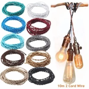0.75mm textile polyester braided copper wire fabric coated lighting cable