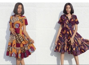 AFRICAN MIDI short sleeve dress 100% cotton wax print