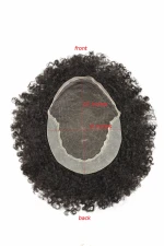 100% Human Hair Toupee Q6 AFRO OPEN Mens Curly Hair System Human Afro