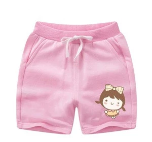 100%Cotton New Design Summer Casual Sport Beach Wear Print Cute Carton Candy Color Girl Children Shorts