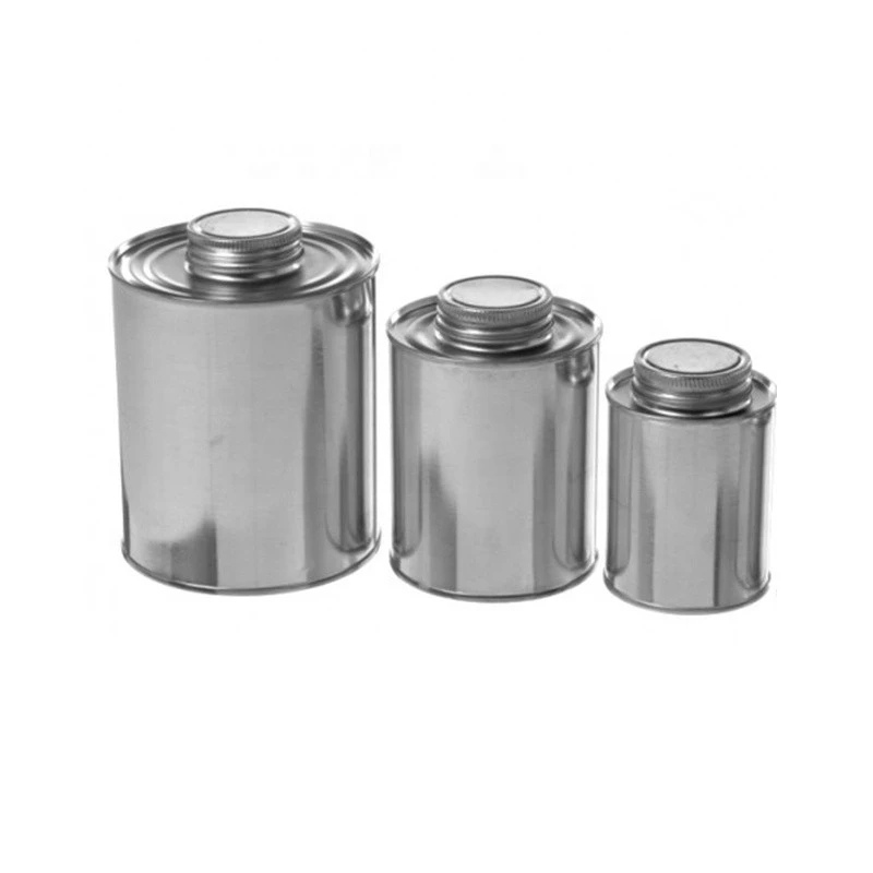 100g Glue Tin Can With Brush, Metal Adhesive Can For Packing PVC Cement