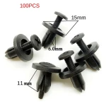 100PCS 6MM Black Car Bumper Interior Trim Door Panels Screw Universal Clip Fastener Auto Spare Parts