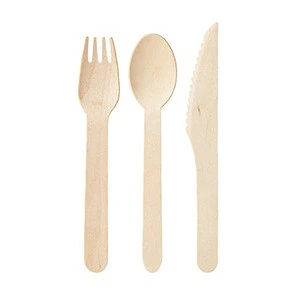 14cm/16cm/16.5cm Durable Elegant Disposable Wooden Cutlery Spoons Forks And Knives For Wedding Party And Restaurant