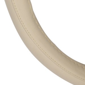 15 inch beige Genuine Leather Steering Wheel Cover, Universal Fit for Cars Trucks &amp; SUVs,Car Interior Accessories