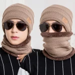 2 pieces Set Dad Men Winter Hat Warm Scarf Beanie Bennie hats for Men
