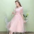 Import 2018 new woman pink short sleeve Lace embroidered Bridesmaid Dress from China