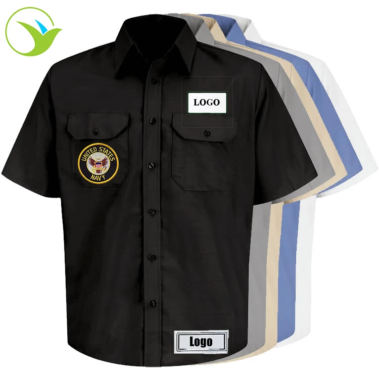 2020 Custom Factory Embroidery Short Sleeve Industrial Working Workwear Uniforms Mens Shirt