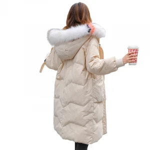 2020 New Fashion faux fur collar hooded down cotton long ladies padding trench winter women jacket parka coat woman winter