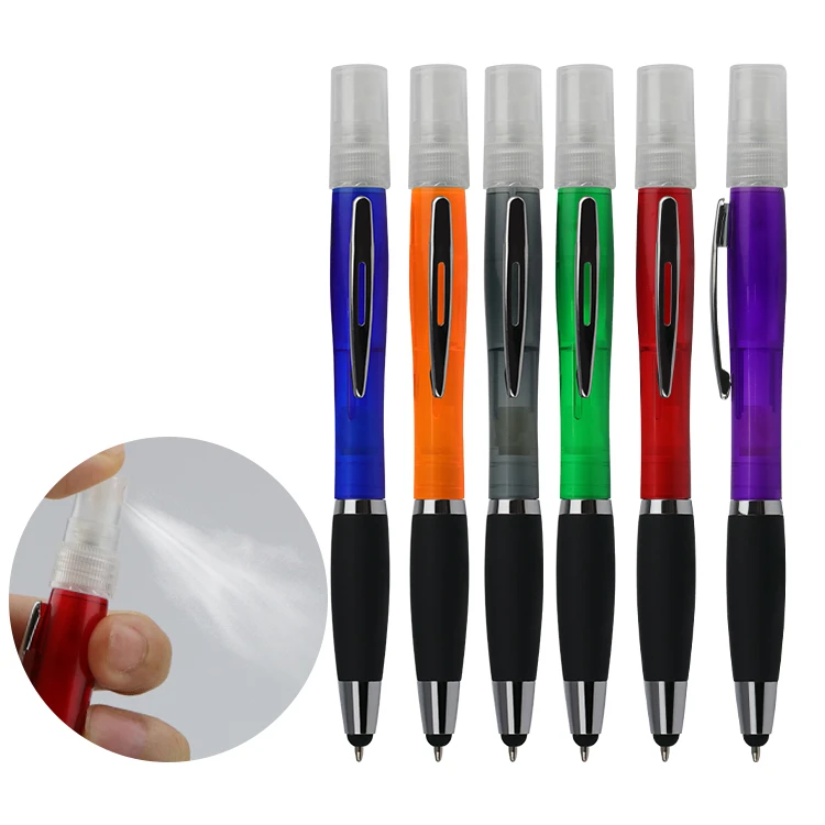2020 new product ideas 3ML promotional touch screen stylus plastic ballpoint pen alcohol pen sprayer for school office