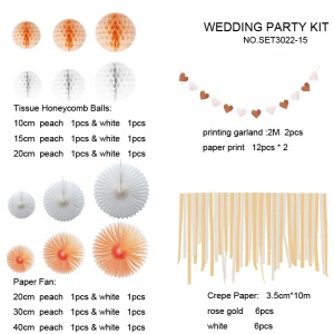 2020wholesale Wedding party bridal shower supplies for party decoration Include crepe paper streamer honeycomb ball and paperfan